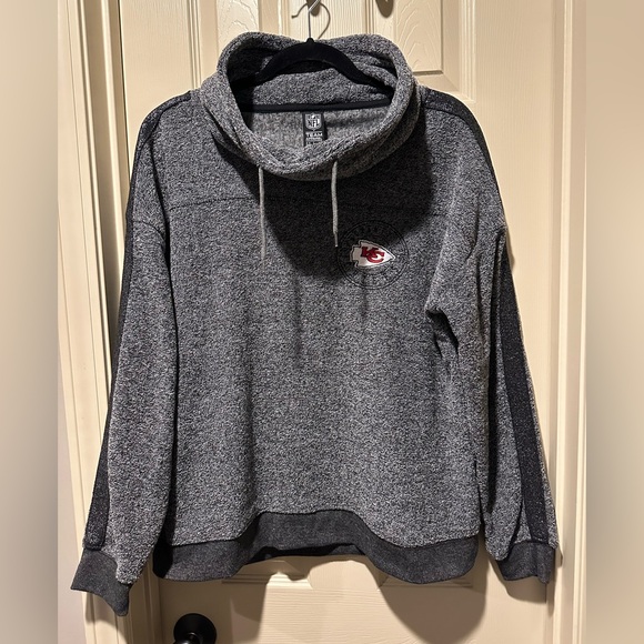 NFL Tops - Chiefs NFL Team Apparel Gray Funnel Neck Sweatshirt